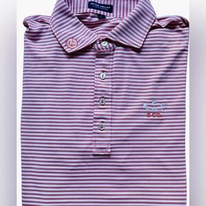 SCOTTY CAMERON GALLERY Circle T Crown Crafted & Co Pink Stripe Polo size L Golf